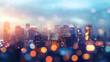 Poster - A blurred cityscape background with lights and buildings, providing an urban and contemporary feel to any design.