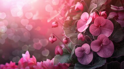 Poster - Pink Flowers with Bokeh Background