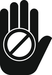 Sticker - Black silhouette of a hand showing stop sign, prohibition symbol