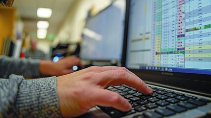 a researcher inputting data into a spreadsheet on a desktop computer, highlighting the importance of