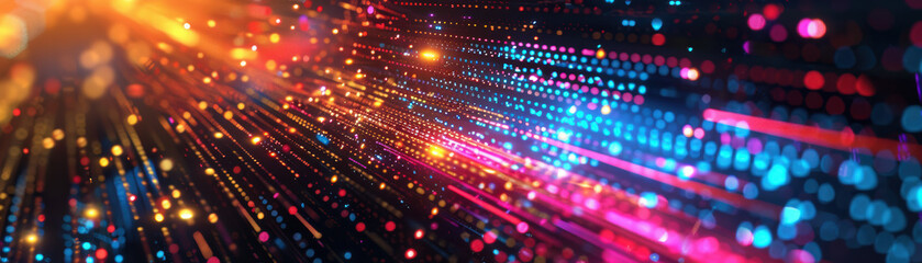 Wall Mural - abstract technology background with colorful light beams and glowing dots creating a dynamic and fut