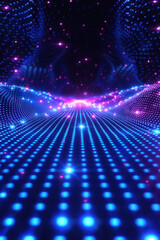Wall Mural - digital abstract background with blue and pink glowing dots forming futuristic patterns. perfect for