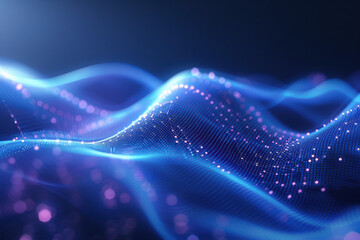 Wall Mural - abstract light waves and dots with a futuristic, digital vibe. smooth flowing lines and dots highlig