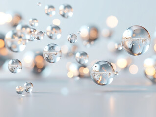 Wall Mural - a collection of shimmering water droplets suspended in air, creating an ethereal and soothing atmosp