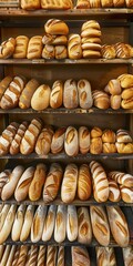 Wall Mural - Freshly Baked Breads and Pastries on Display in a Cozy Bakery