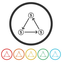 Poster - Money Transfer icon. Set icons in color circle buttons