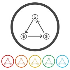 Wall Mural - Money Transfer icon. Set icons in color circle buttons