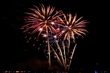 Wall Mural - 4th of July Fireworks Display: Spectacular Bright Colors Lighting Up the Night Sky