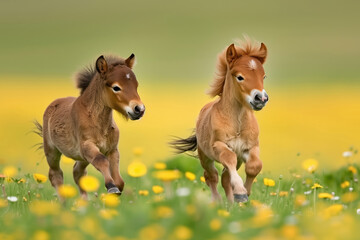 shetland pony's running