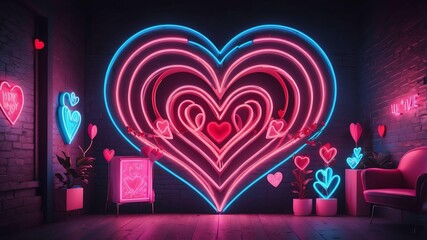 valentines day year retro neon