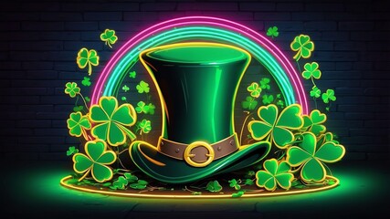 st patricks day retro neon