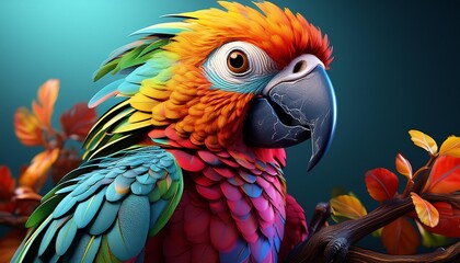 Wall Mural -  a colorful parrot, detailed feathers and vibrant colors