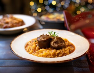 Wall Mural - Homemade Risotto alla Milanese and Ossobuco