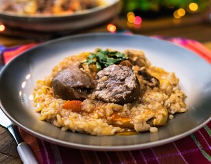 Wall Mural - Homemade Risotto alla Milanese and Ossobuco