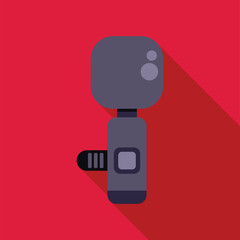 Wall Mural - Action camera capturing extreme sports moments with long shadow on red background