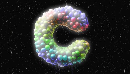Wall Mural - render of a glowing the letter C made with colourful baloons 