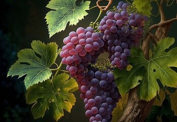 Wall Mural - beautiful branches of ripe grapes. Generative AI,