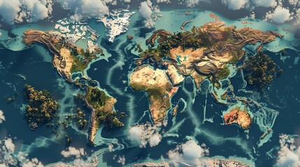 Wall Mural - World map countries connected world map