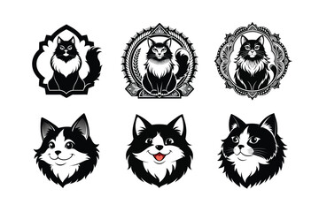 Naklejka na meble Logo sets of Persian cats, labeled silhouette vector illustration.