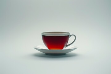 Poster - Modern Red Cup of Black Tea on Minimalistic Background