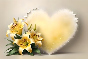 Wall Mural - beautiful yellow lilies flowers, clean empty space for text