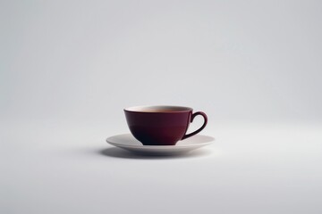 Canvas Print - Classic Red Tea Cup on Minimalistic White Background with Soft Lighting