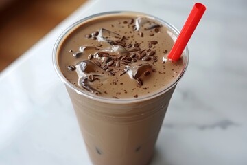 Poster - Chocolate Milkshake with Whipped Cream and Chocolate Shavings in Tall Glass