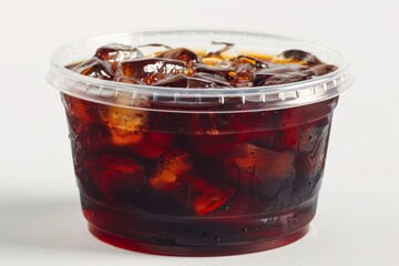 Poster - Iced Cola in Clear Plastic Cup with Lid and Ice Cubes