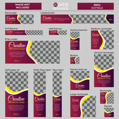 Wall Mural - Set of corporate web banners of standard size with a place for photos. Editable text. Vertical, horizontal and square template.