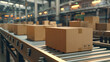 ©  Mohammad Xte - Boxes on conveyor belt fast motion dynamic and efficient scene rapid and smooth movement industrial and logistical setting busy and active process high-speed operation visual of automation and product