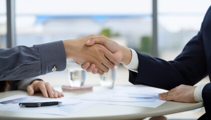 two people shaking hands negotiating