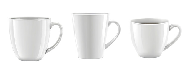 set of differences white cup cut out transparent background