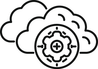 Sticker - Gear in a target symbol representing achieving business success through cloud computing optimization