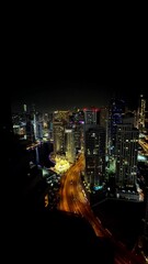 Wall Mural - Evening in Dubai Marina, 4K quality. High quality 4k footage, high rise buildings in the night, city lights