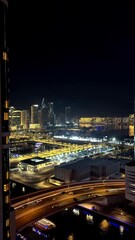 Wall Mural - Evening in Dubai Marina, 4K quality. High quality 4k footage, high rise buildings in the night, city lights