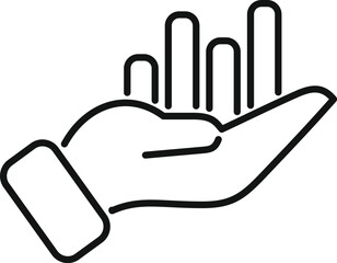 Wall Mural - line art icon of a hand holding a bar graph that is growing