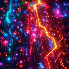 Wall Mural - a close up of a computer circuit board with many colorful lights