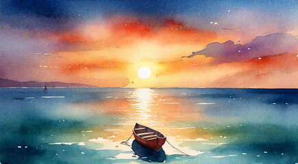 Wall Mural - sunset in the sea