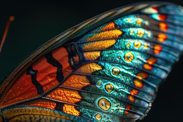 Canvas Print - The intricate patterns and vibrant colors of a butterfly wing. AI.