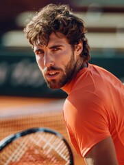 Canvas Print - Tennis player focused on the game. AI.