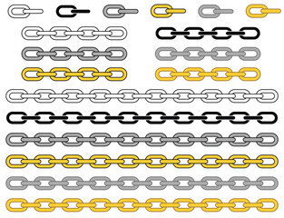 Canvas Print - Metal Chain Links Clipart Set - Transparent Outline, Silhouette, Gold and Silver Colors