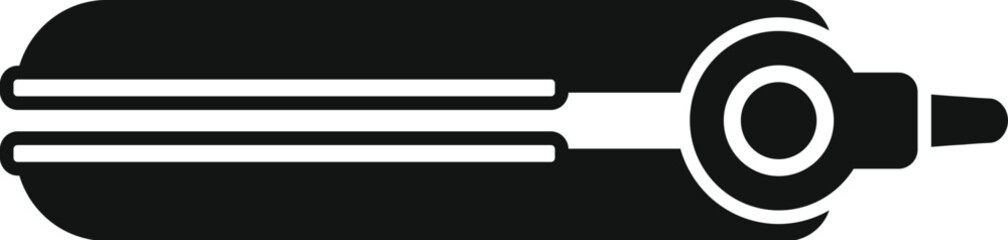 Sticker - This black and white icon represents a hair straightener, an essential tool for hairdressers and barbers