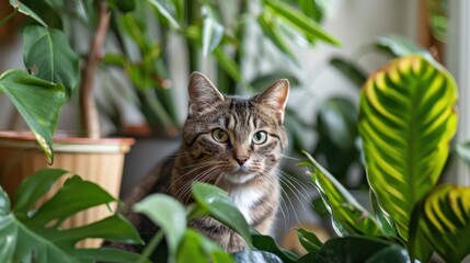 Wall Mural - a cat sitting in a plant