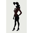 © Swapna graphics - a stylish woman standing with wearing hat vector silhouette
