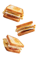 Poster - Asian street sandwich with omelette on a white isolated background