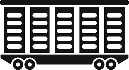 Canvas Print - Freight wagon delivering cargo, black simple transportation icon