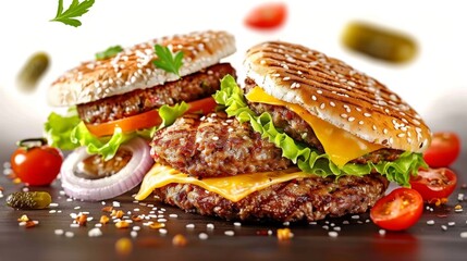 Wall Mural - ingredients for tasty burger