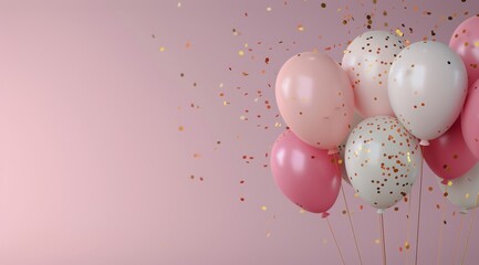 Wall Mural - Pink Balloons and Confetti