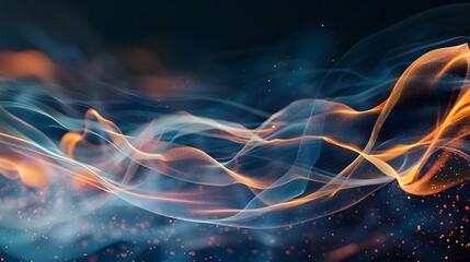 Wall Mural - Futuristic abstract image with intertwining blue and orange waves and dynamic motion