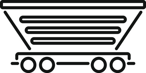 Poster - Simple line icon of a mining cart transporting coal